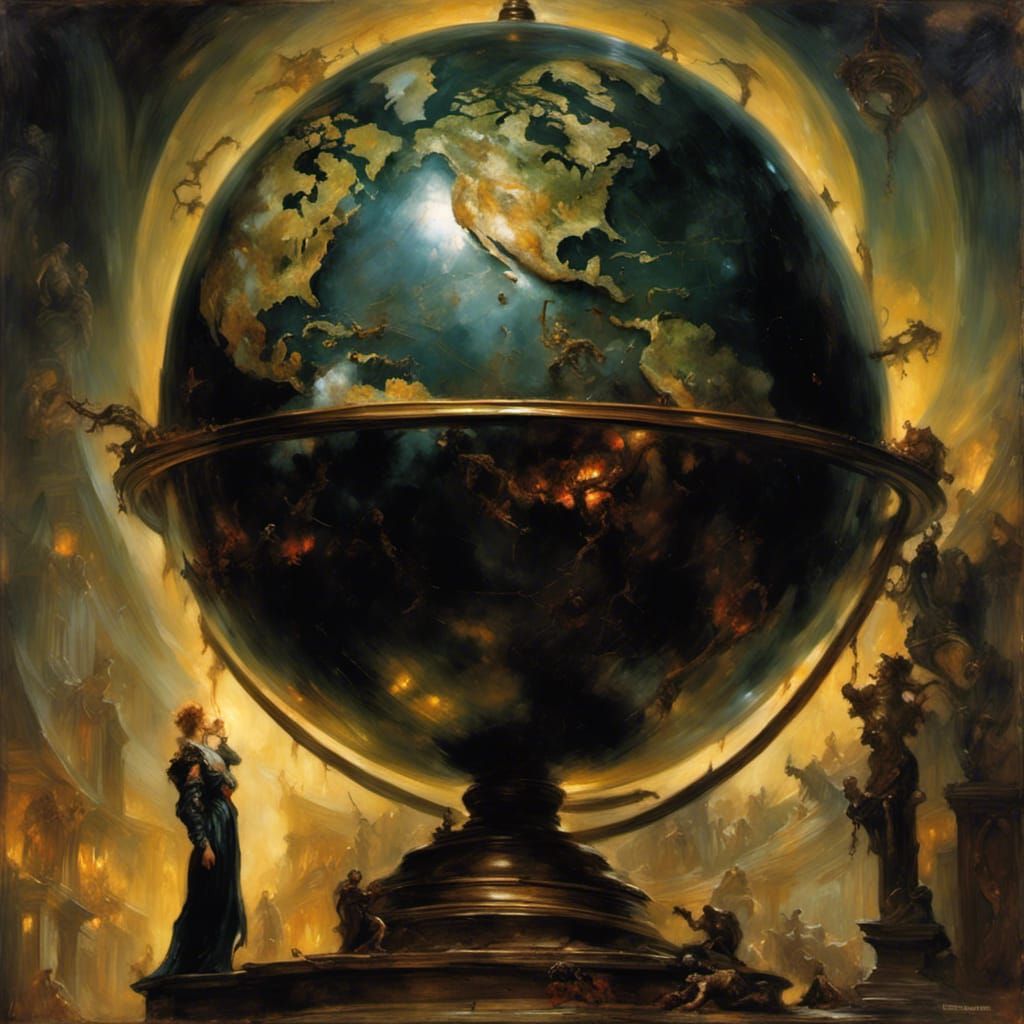 Chiaroscuro Dark Globe with Dramatic Lighting