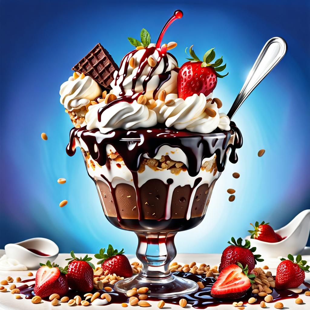 Hyperdetailed Ice Cream Sundae: A Delicious Dessert