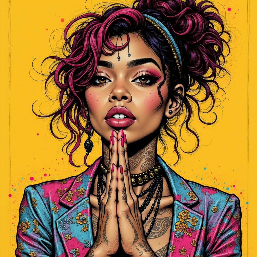 Zendaya as Punk Prayer in Vibrant Amber Tones