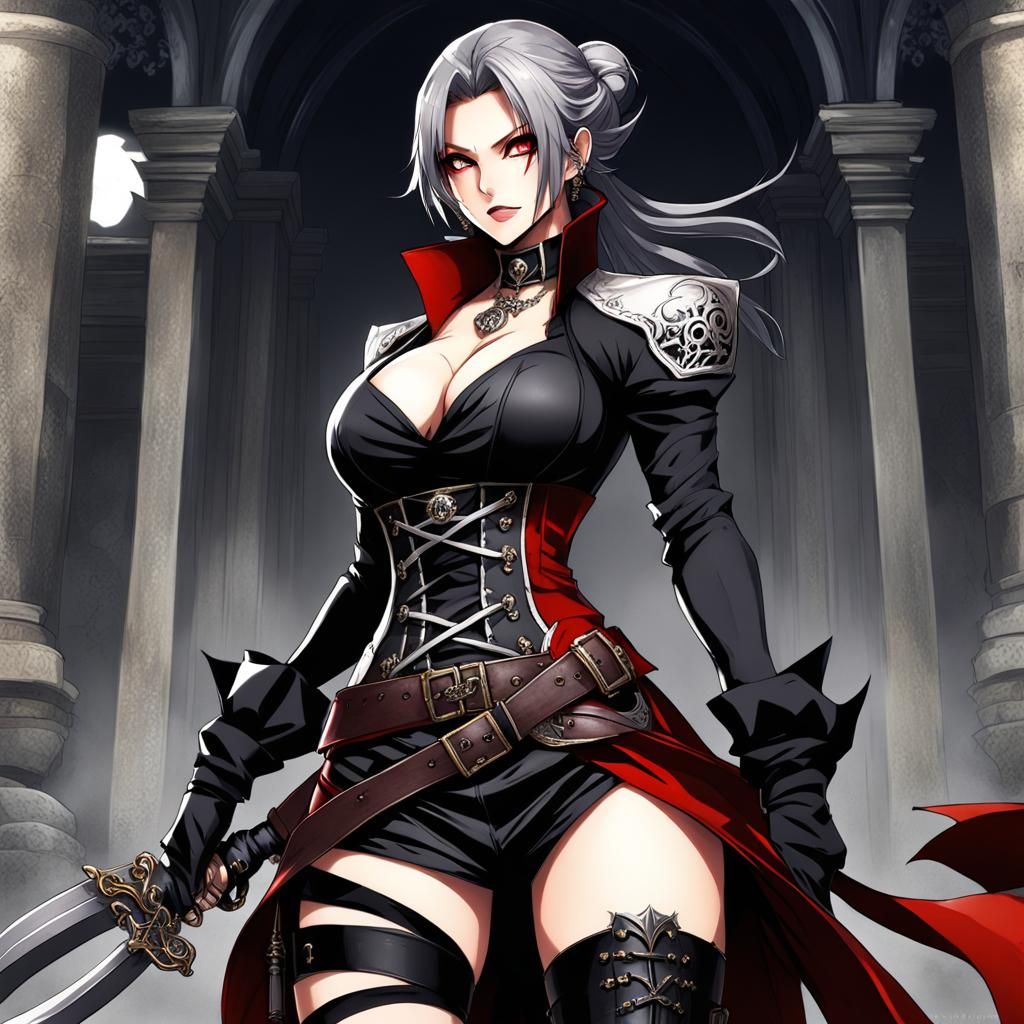 Anime Vampire Pirate Captain in Gothic Style