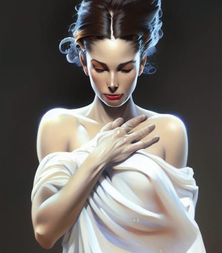 Beautiful Woman Portrait in Oil Painting Style