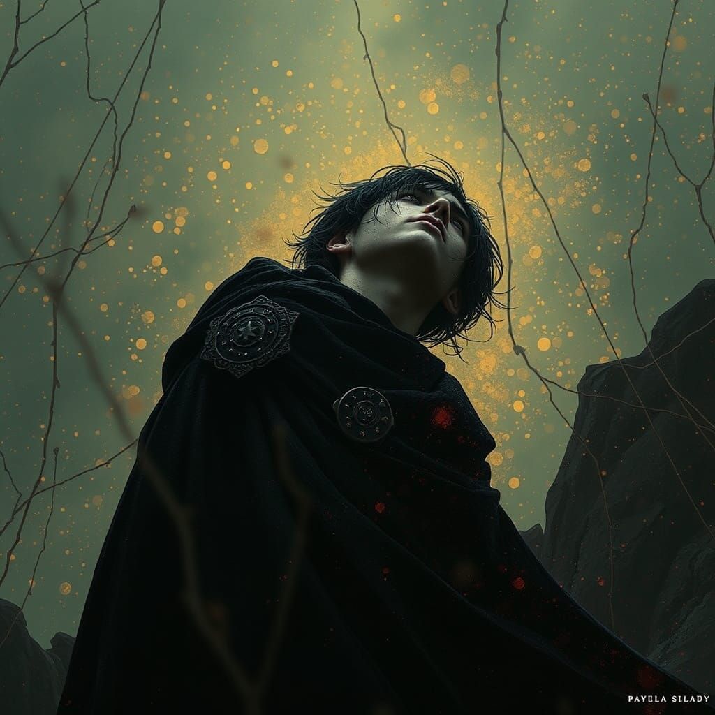 Weary Hero Portrait in Pointillist Photography Style