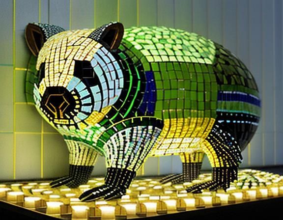 Wombat Mosaic Made of Lightbulbs in Minimalist Style