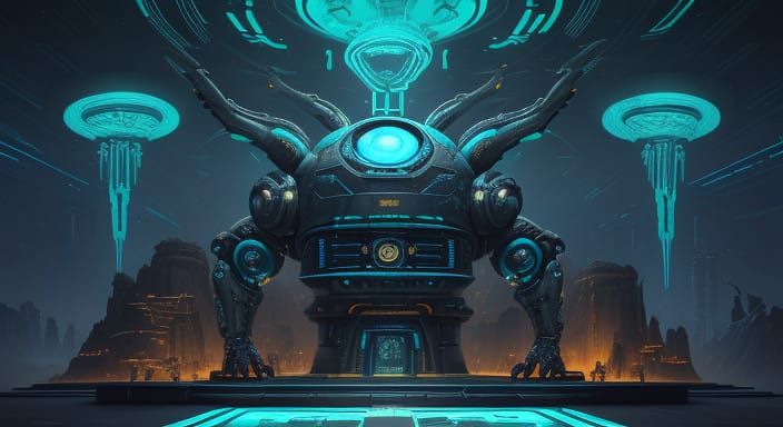 Sleek Translation Bot in Star Wars Marketplace Amidst Aliens...