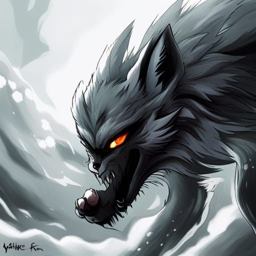 Fenrir Wolf in Anime Key Visual Style