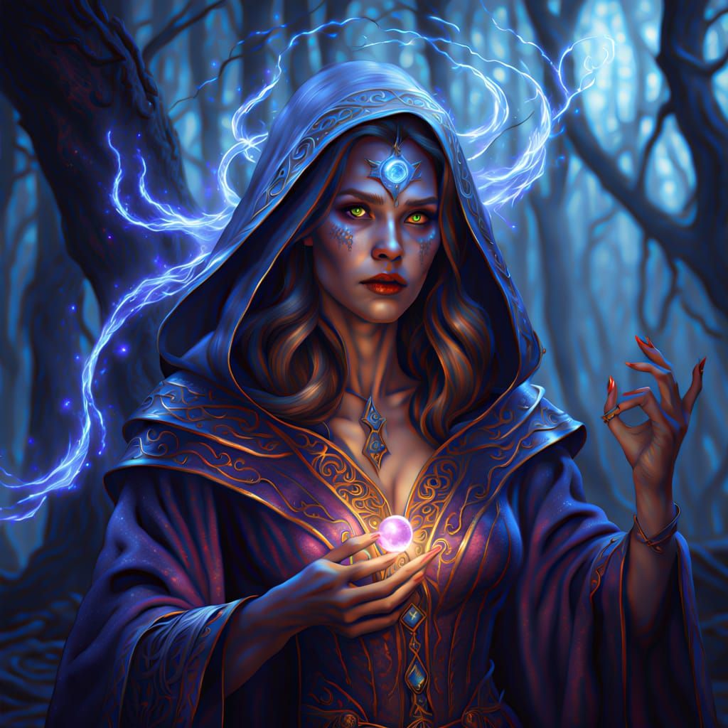 Ethereal Sorceress Performs Ritual in Hidden Grove, Fantasy ...