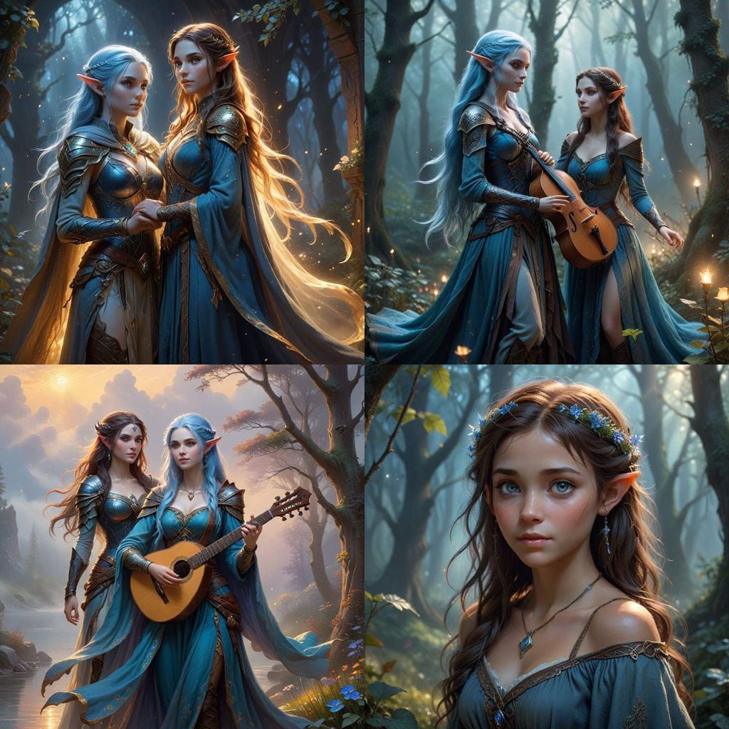 Majestic Elf Guardian Watches Over Joyful Halfling Adventure...