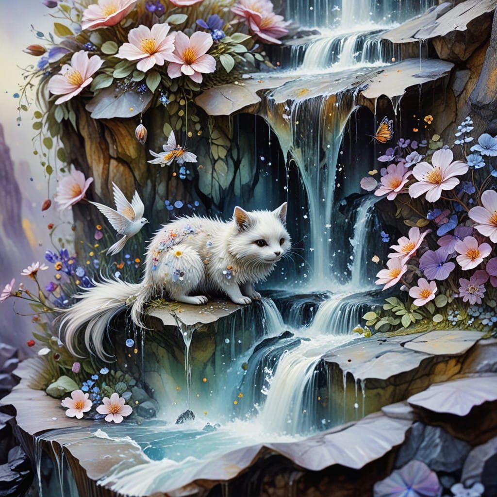 Whimsical Watercolor Fantasy with Fluffy Creatures and Magic...
