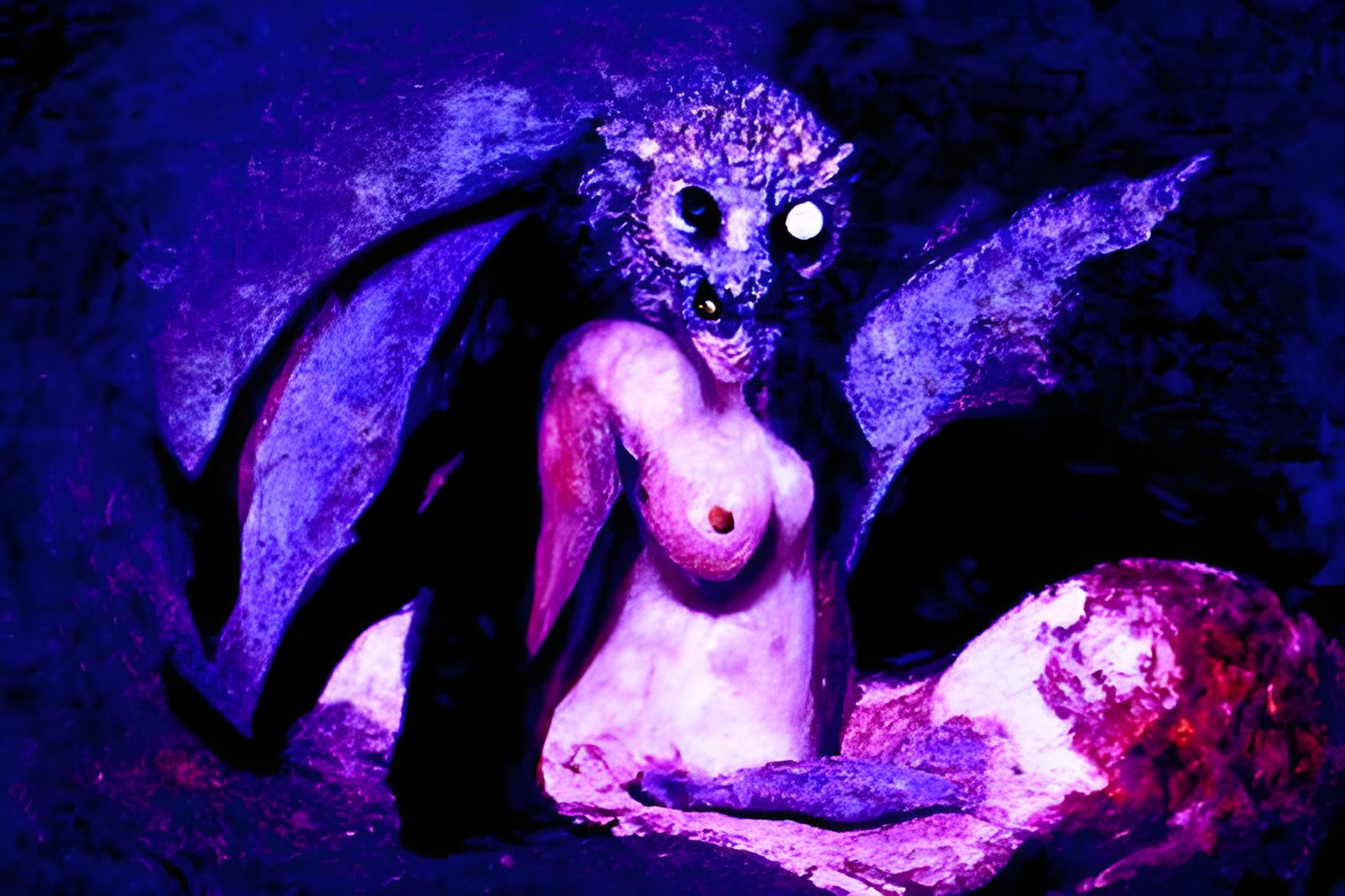 Fiery Lilith: Primordial She-Demon in Surrealist Style