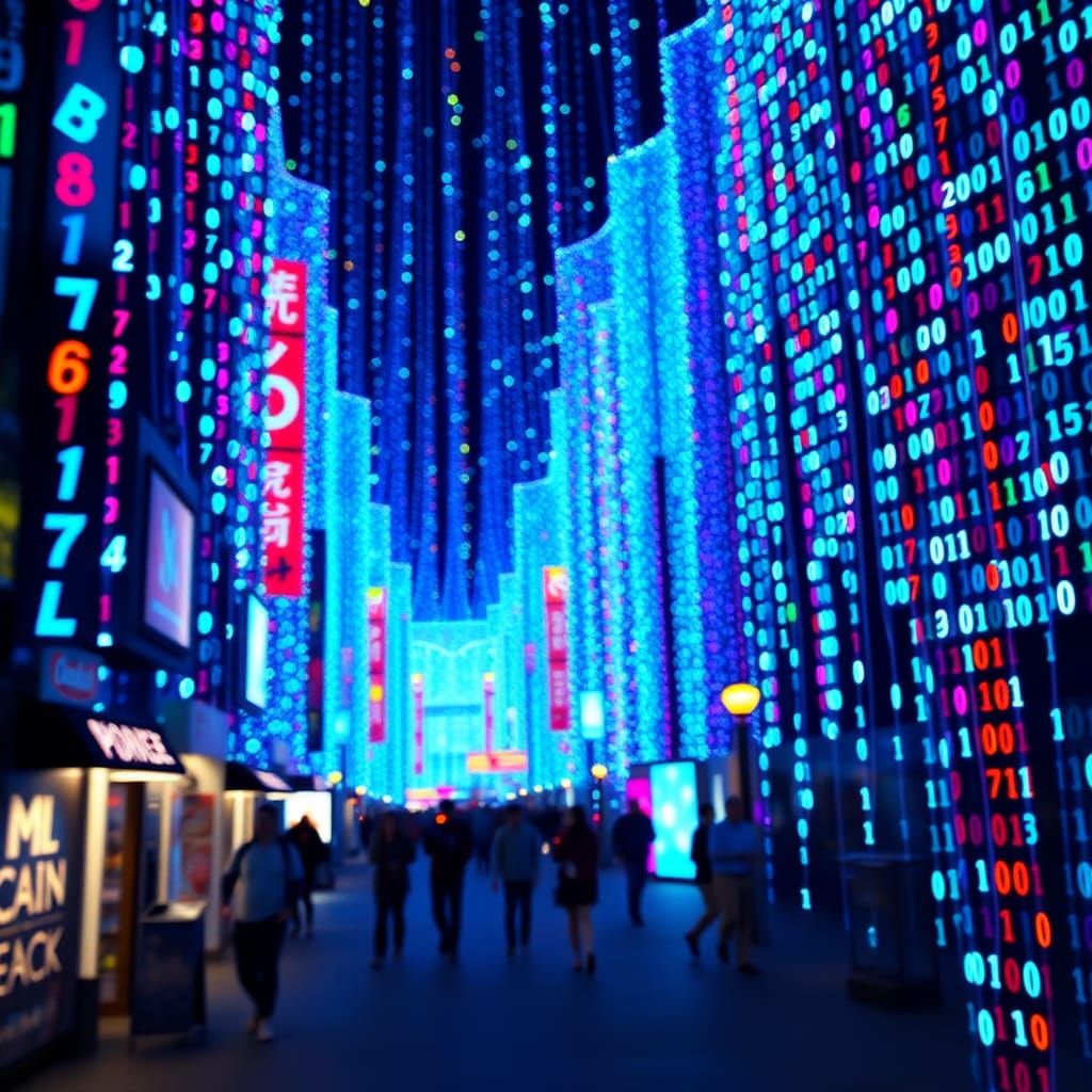 Vibrant World Made of Luminous Binary Code