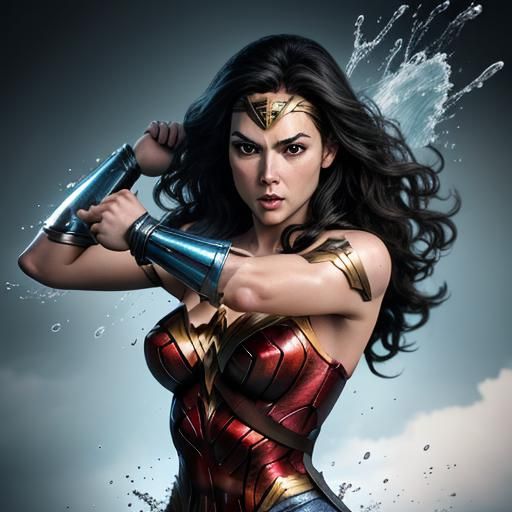 Wonder Woman Arriving to Serve Tea: Hyperrealistic Splash Ar...