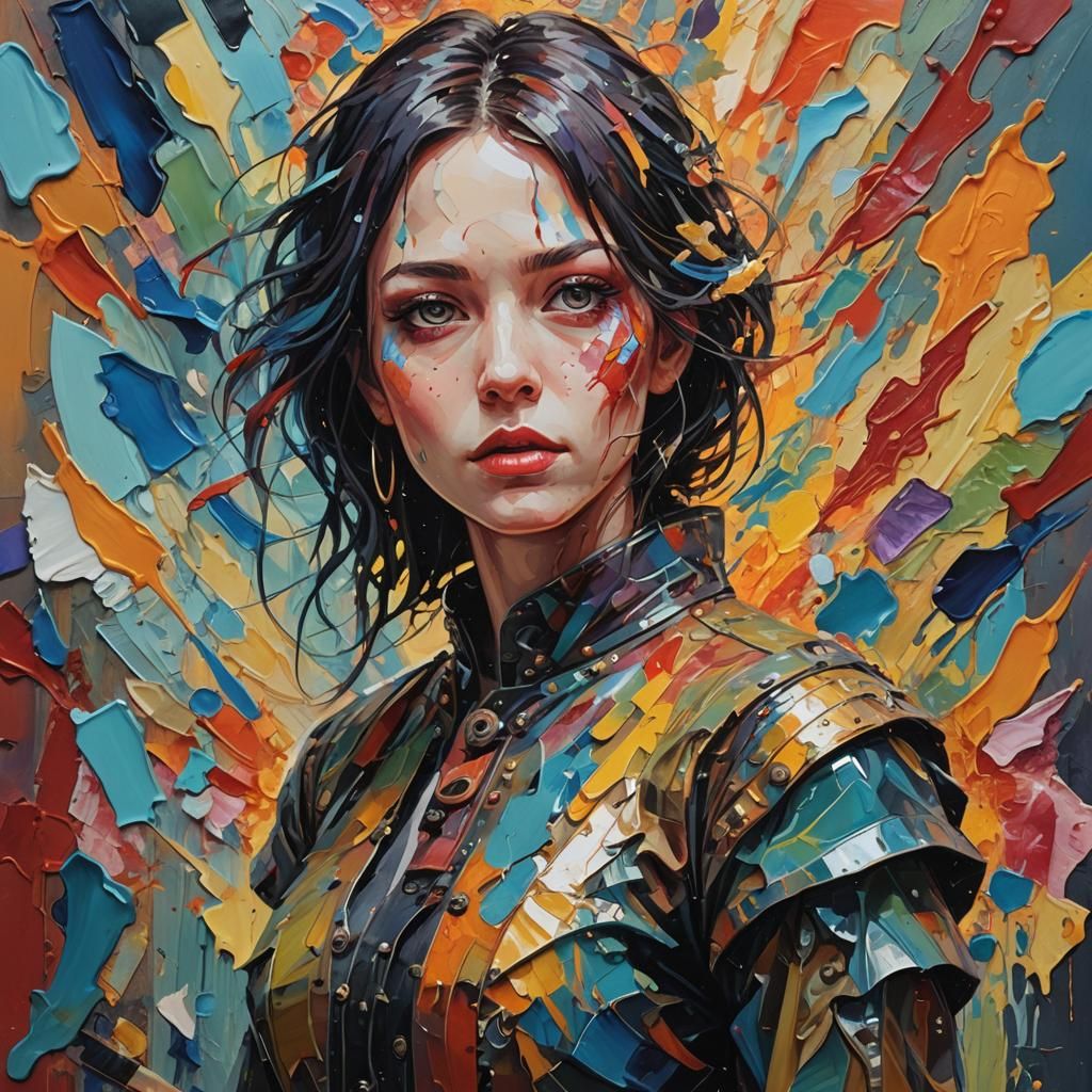 Clockpunk Angel in Hyperdetailed Impressionist Illustration