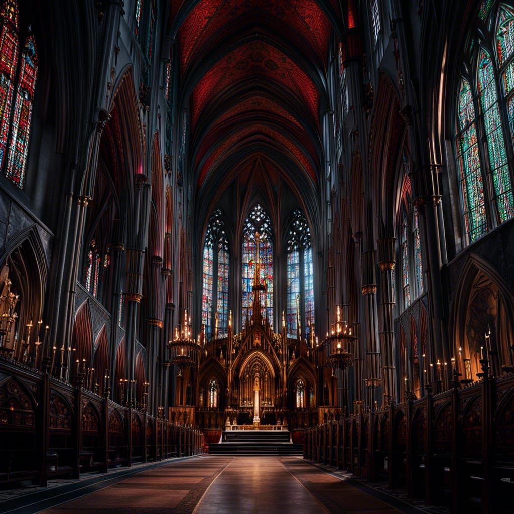 Grand Gothic Cathedral with Soaring Spire