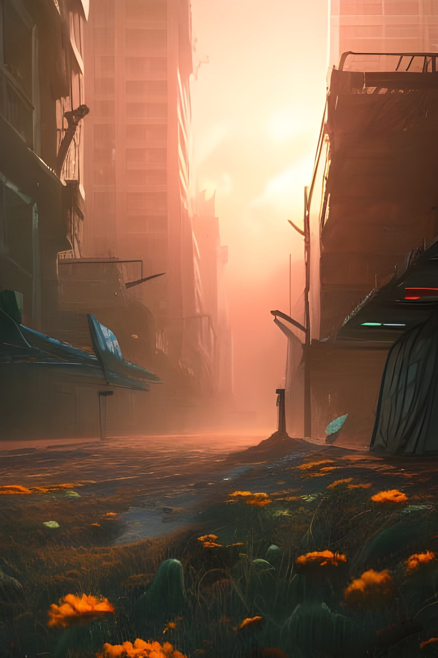 Post-Apocalyptic City Blooms in Hyperdetailed Art