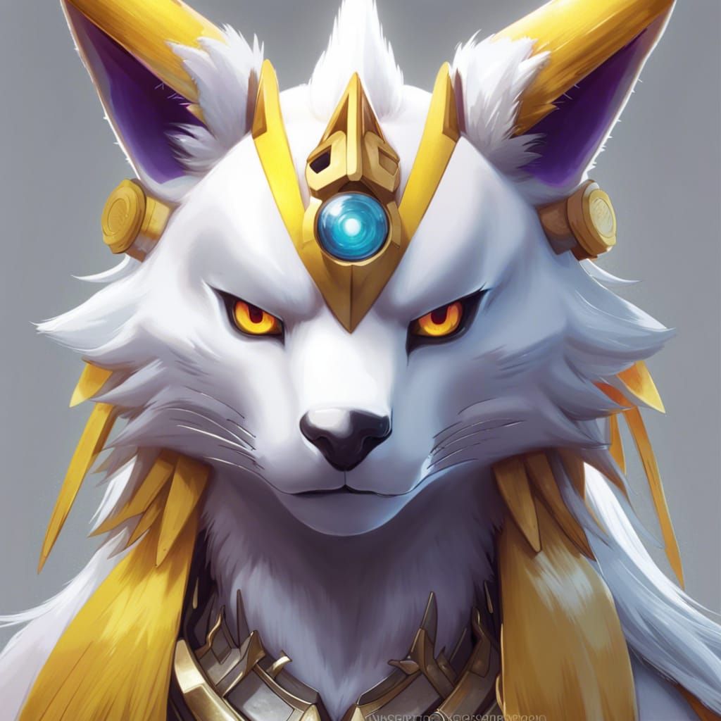 Renamon Portrait in Hyperdetailed Style