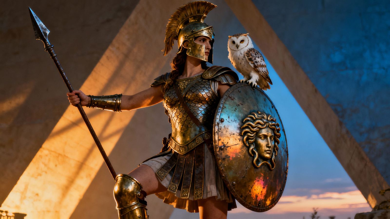 Pallas Athena Goddess of Wisdom and Warfare at Dawn
