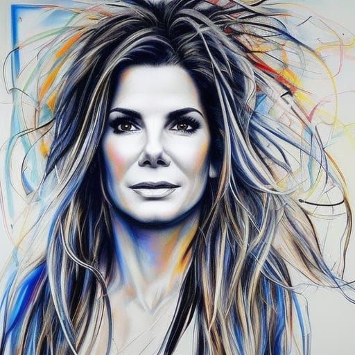 Sandra Bullock Portrait in David Walker Style
