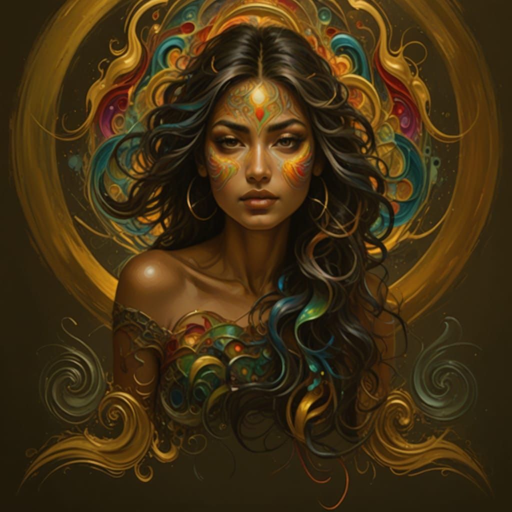 Abstract Expressionism with Iridescent Swirling Patterns