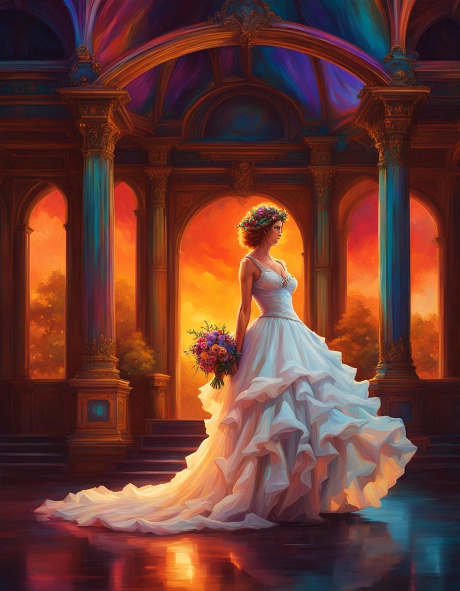 Surreal Bride in Volumetric Lighting: AI Art