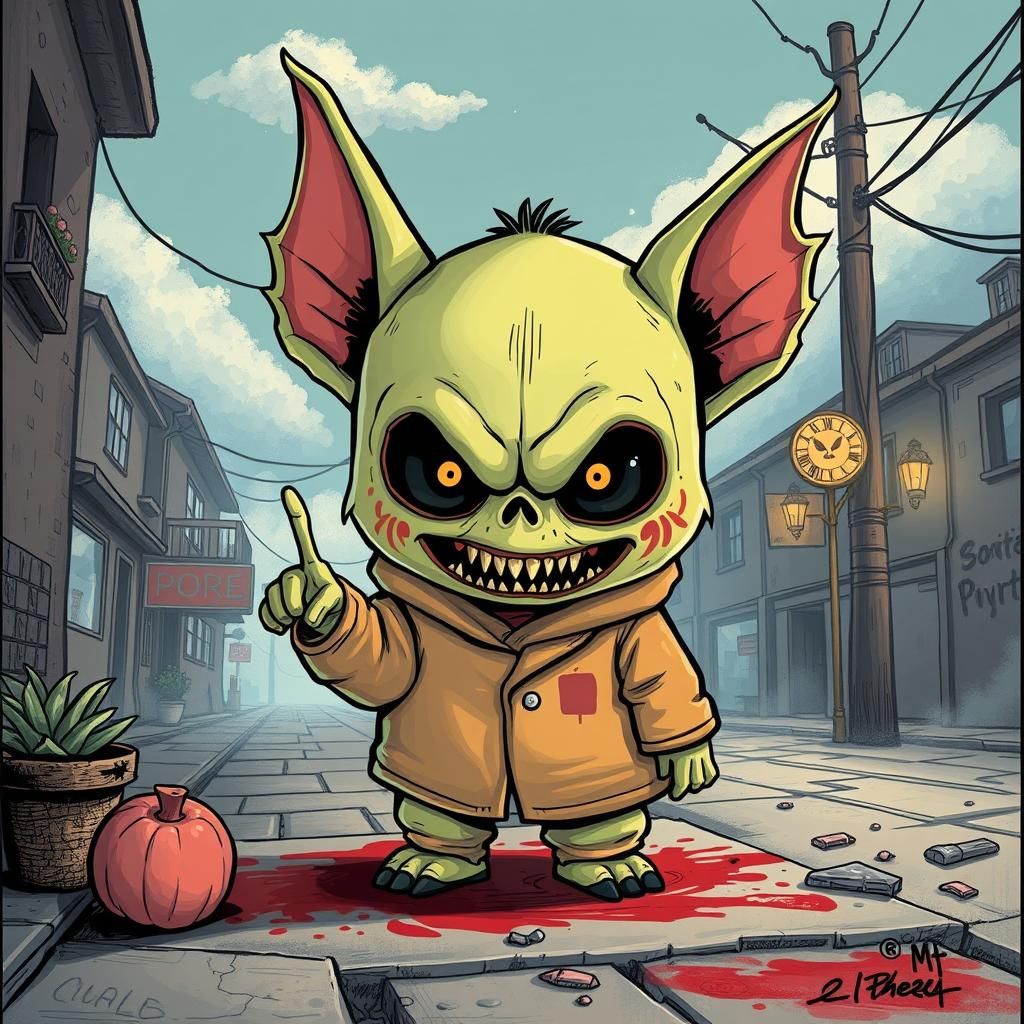 Scary Cute Pumpkin Character Illustration