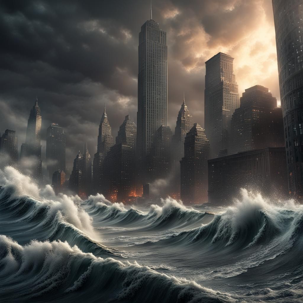 Tsunami Devastates New York City in Apocalyptic Painting