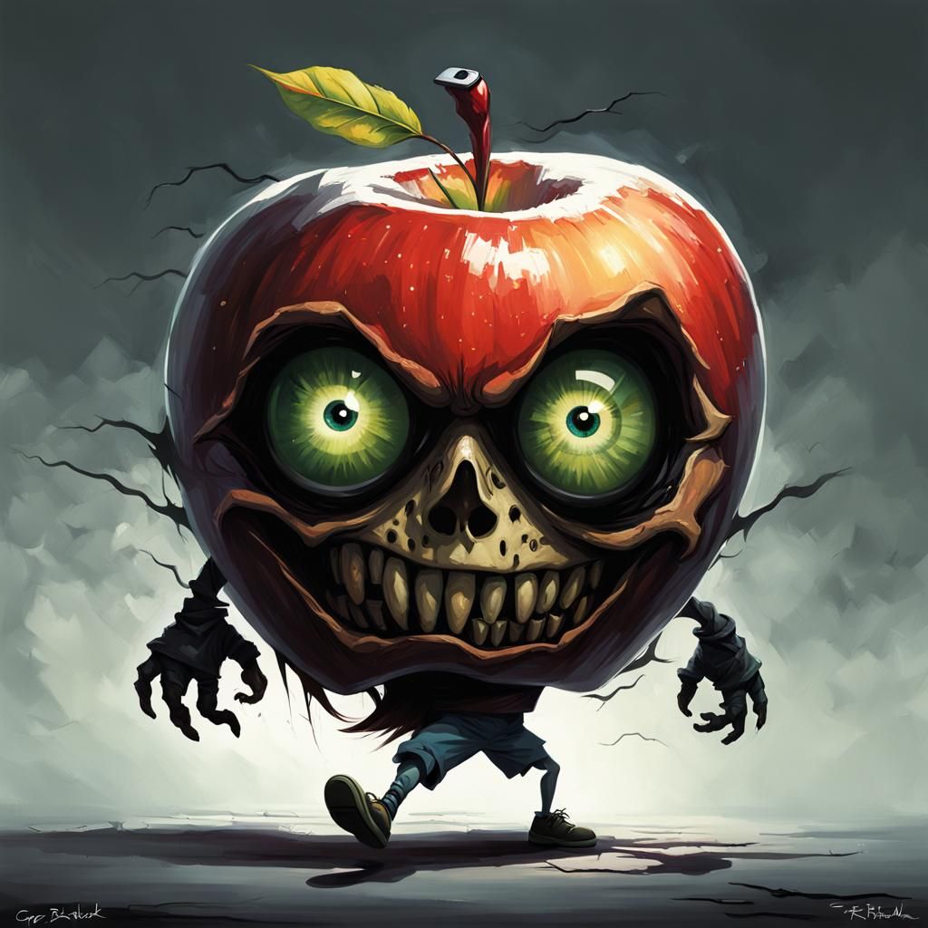 Sinister Apple Eye Runner, Dark Fantasy Art