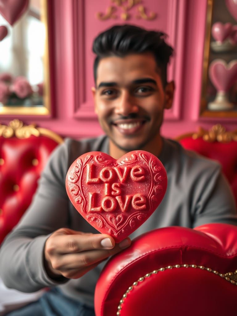 Surreal Hispanic Gentleman Embracing Love in Vibrant Teahous...