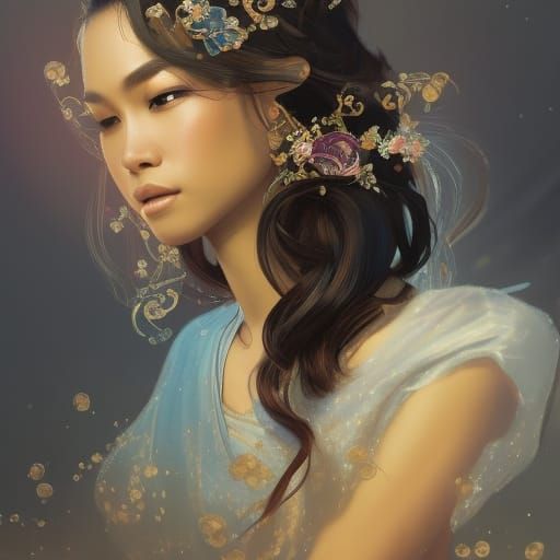 Filipina Princess Portrait in Hyperdetailed Concept Art