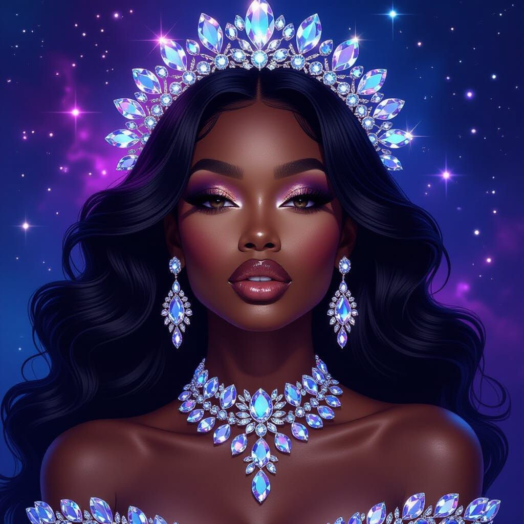 Ethereal Diamond Queen in Nebula