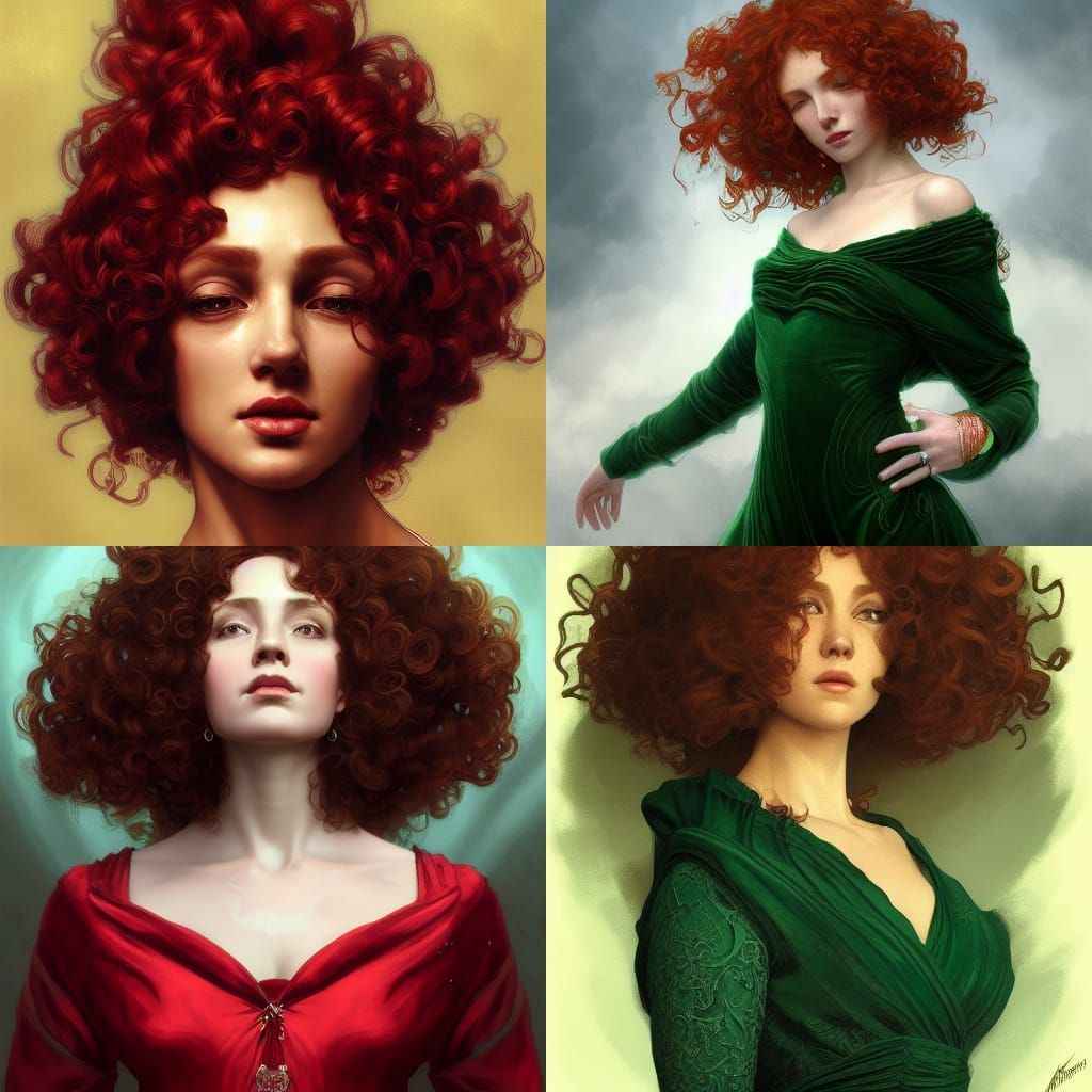 Woman in Emerald Velvet Dress: Hyperdetailed Portrait