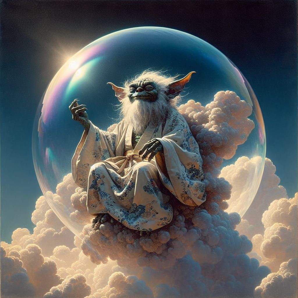 Gremlin's Bubble Ride in Ukiyo-e Style