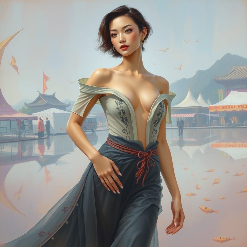 Hyperrealistic Woman in Sorayama Style