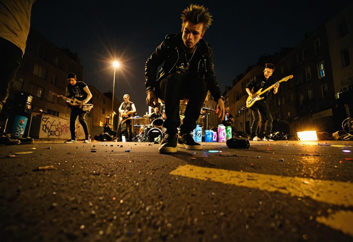 Punk Band Graffiti Art in Urban Streets