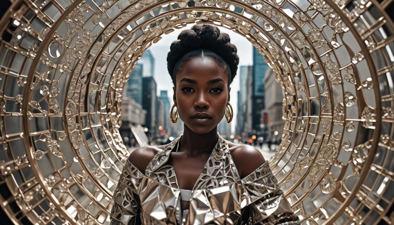 Glamorous Melanin Female Portrait with Droste Effect