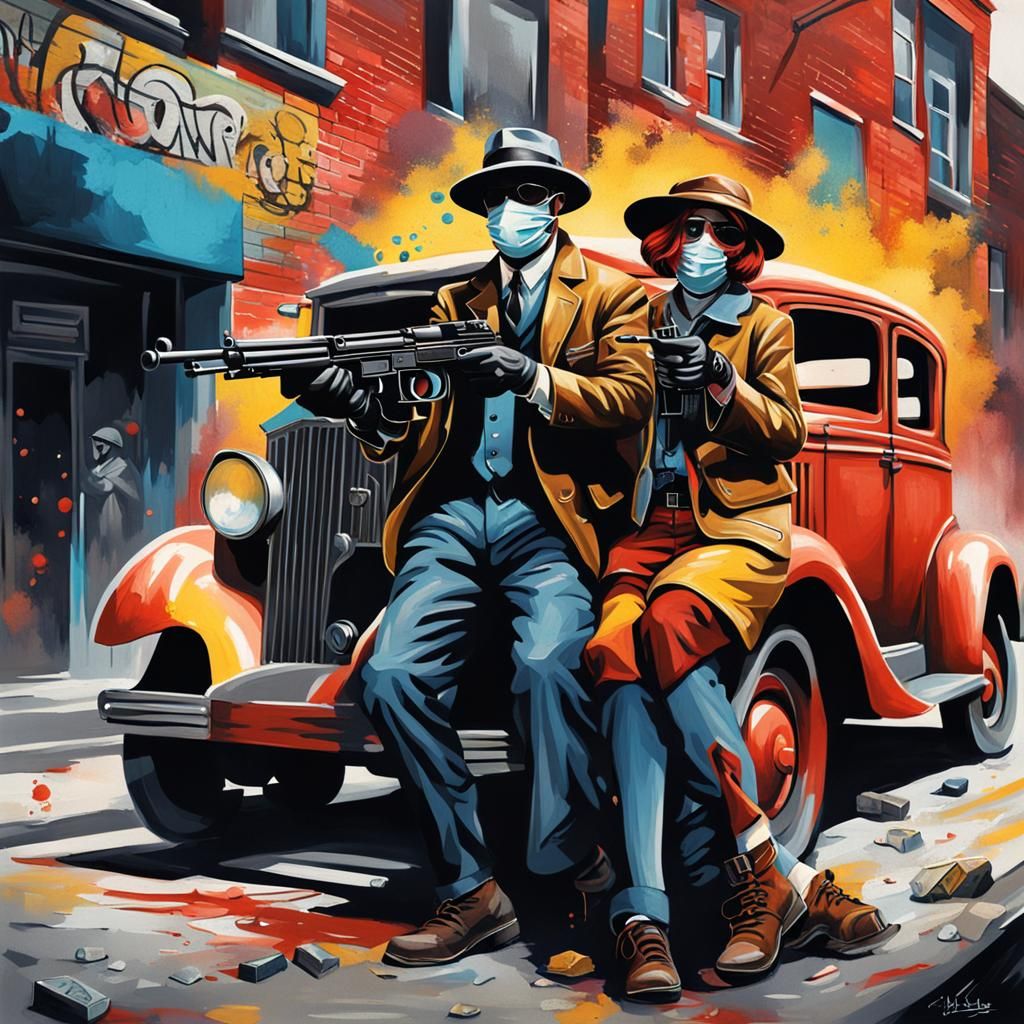Bonnie and Clyde Bank Robbery: Graffiti Art