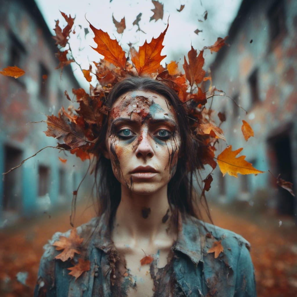 <lora:Macabre:1.0> "The Spirit Of Autumn, ((Bulgarian, portr...