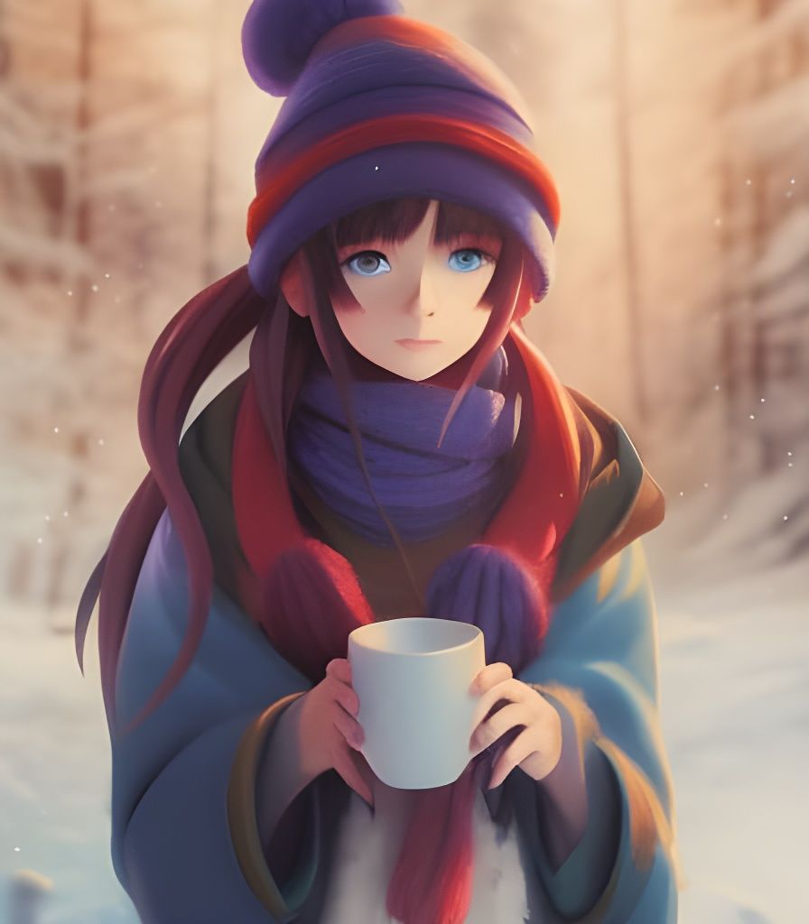 Anime Girl in Winter Yarn Accessories
