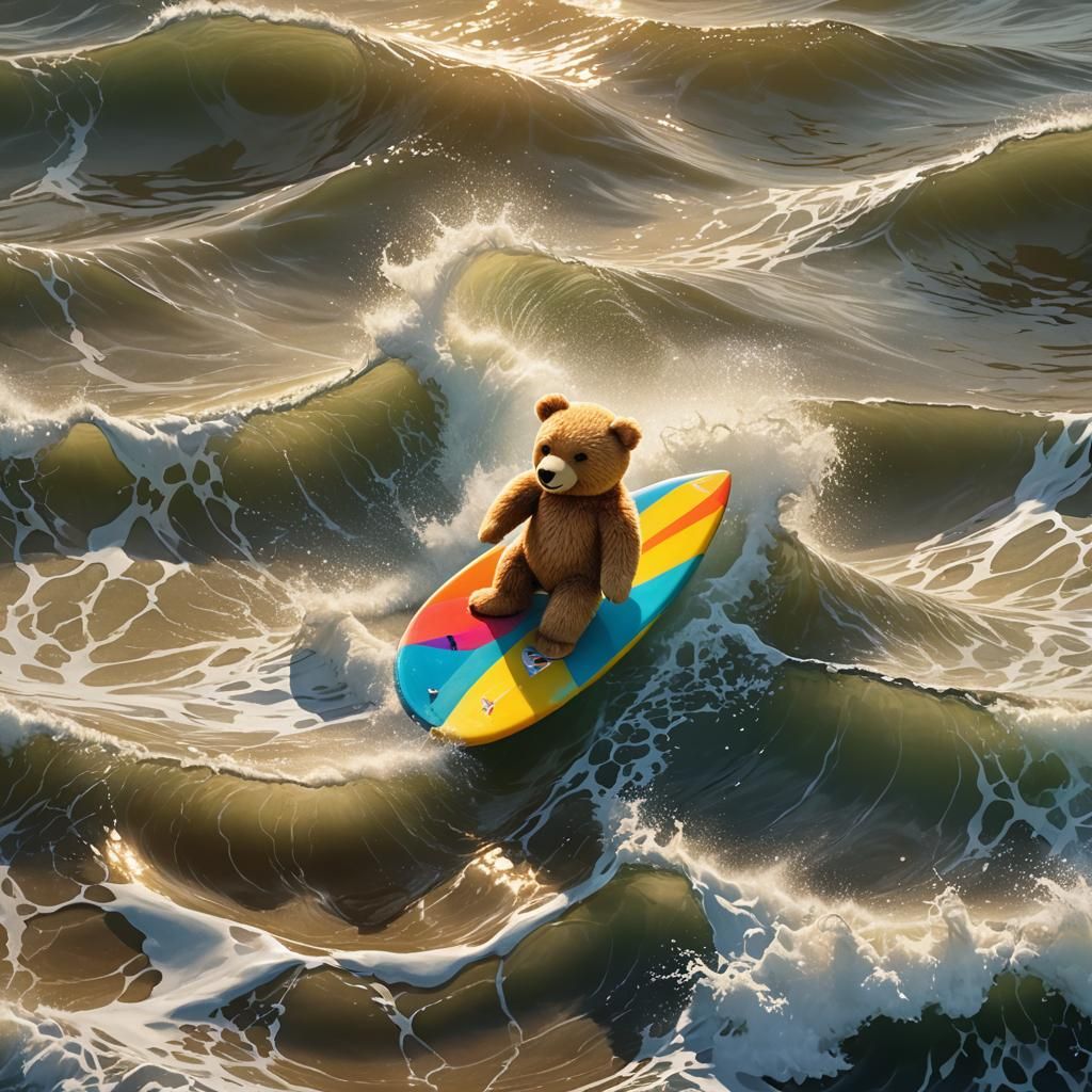 Teddy Bear Surfing: A Whimsical Matte Painting
