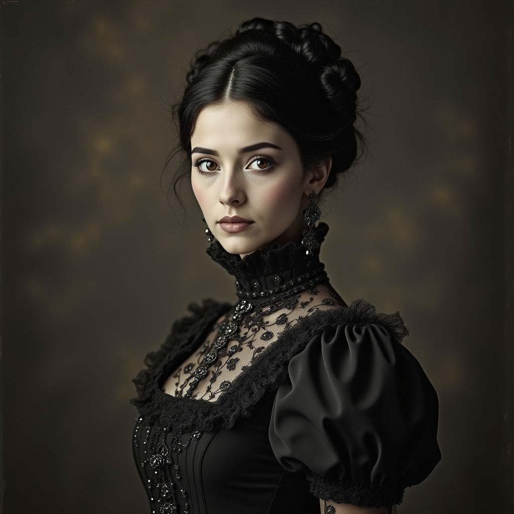 Elegant Victorian Woman: Daguerreotype-Style Portrait