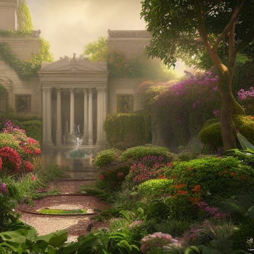 Fantastical Secret Palace Garden Concept Art