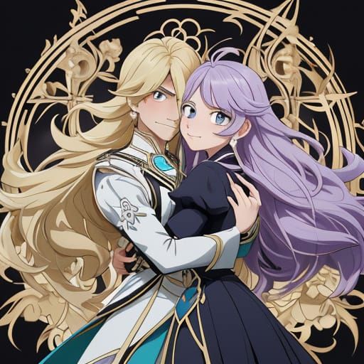 Elegant Cranes Form a Heart in a Romantic Manga-Style Scene