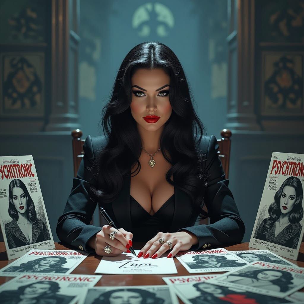 Tura Satana Autograph Horror in Doré Style