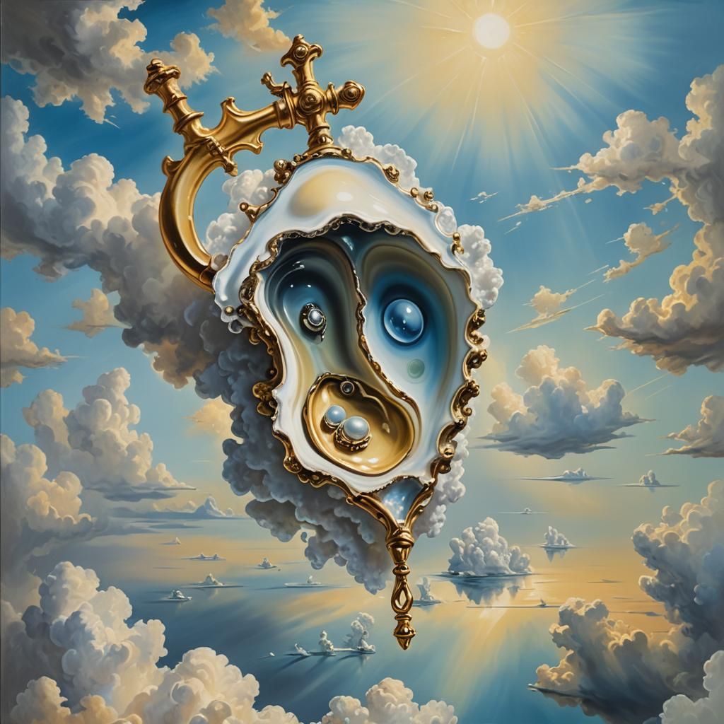 Surreal Pearly Key to Oyster Shell, Dali Style