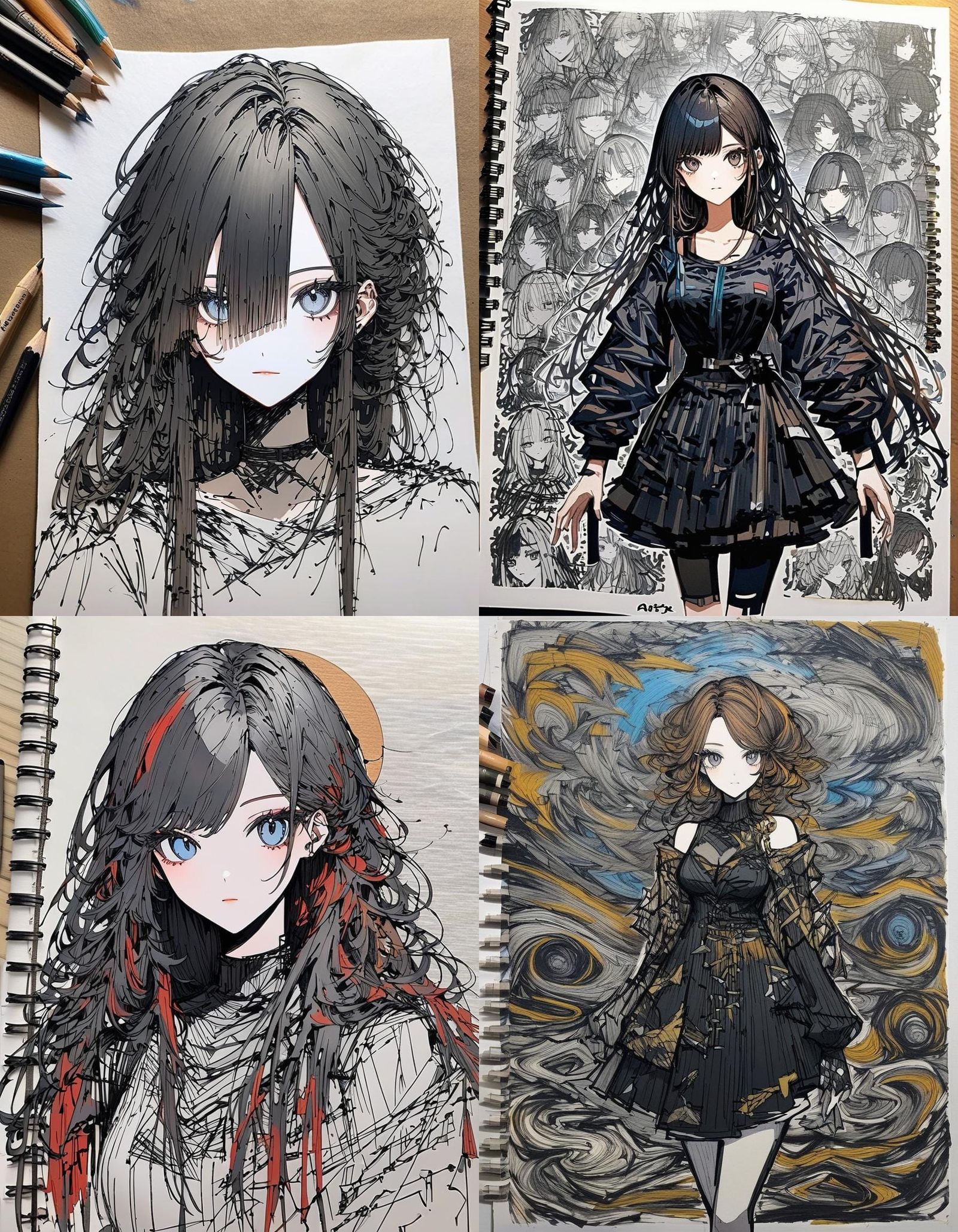 Anime Girl Mixed Media Sketch Art