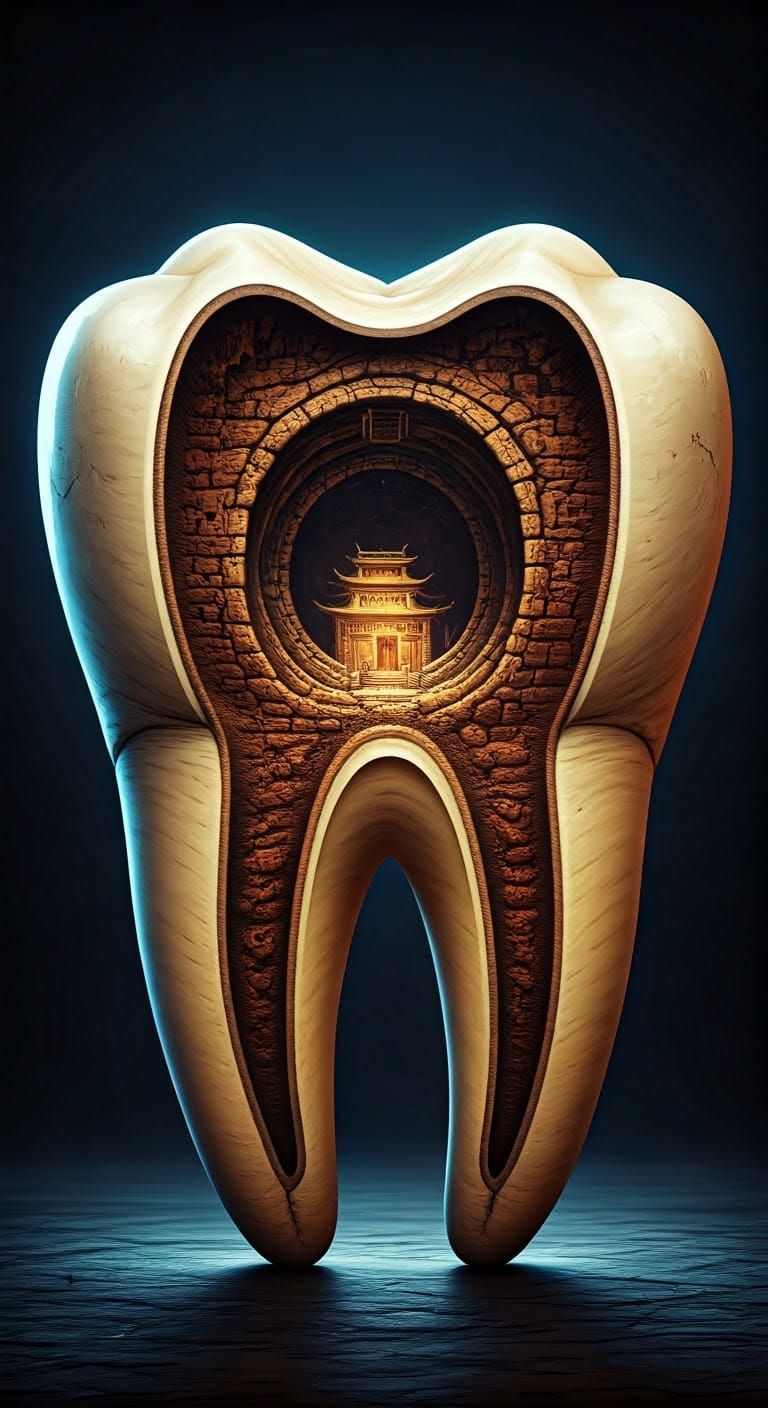 Stone Age Grotto in Tooth, Scrimshaw Style