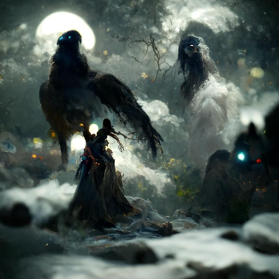 Night Spirits Painting in Hyperrealistic Style