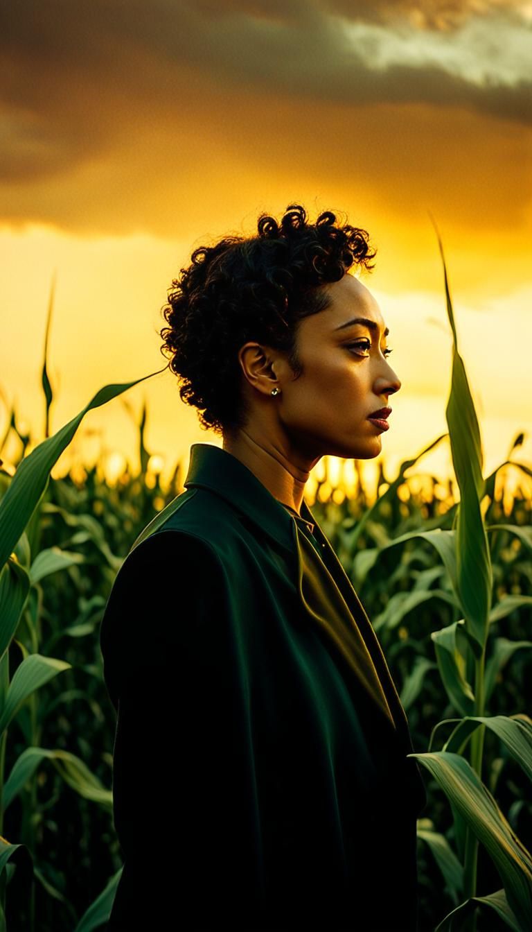 Ruth Negga as Preacher in Cornfield at Sunset