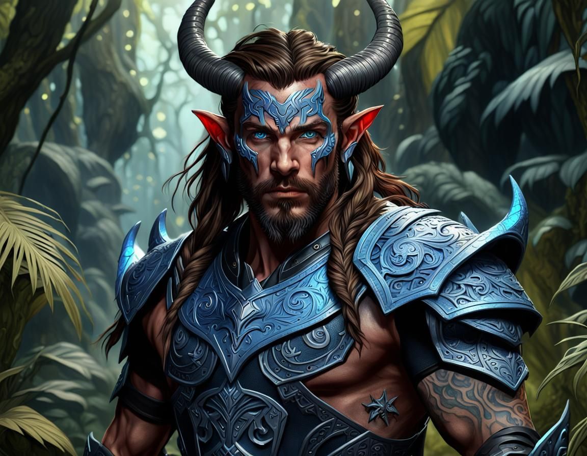 Tiefling Mage in Jungle: Dark Fantasy Concept Art