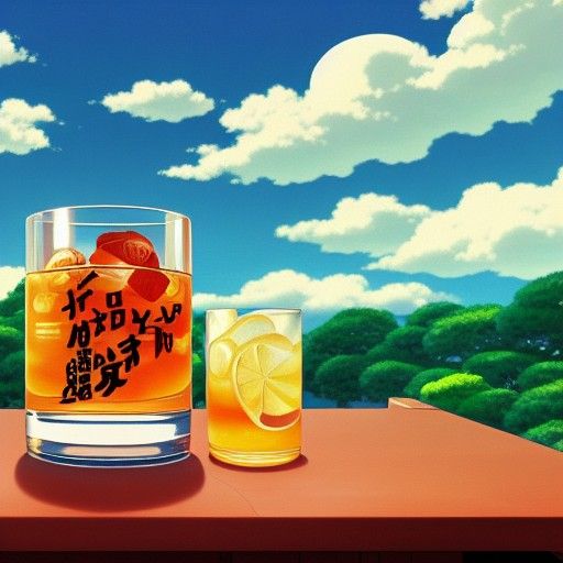 Studio Ghibli Style Old Fashioned Cocktail