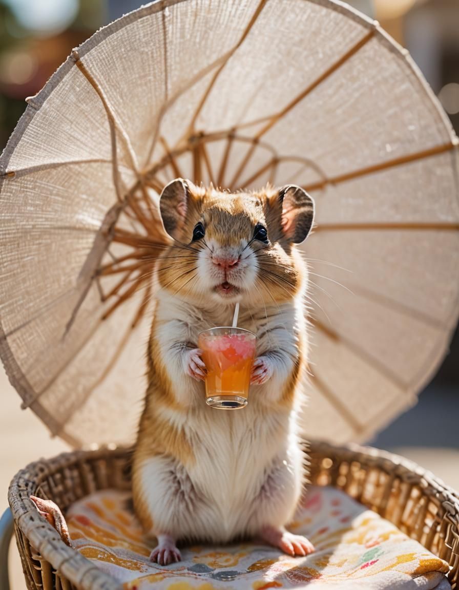 Hamster Lounging in Sunlight: Macro Photography